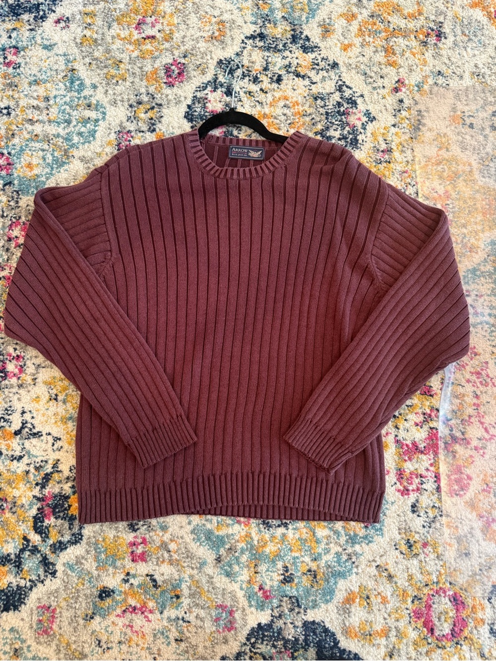Heritage Men's Ribbed Crewneck Sweater - Maroon